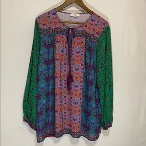 Weekend Suzanne Betro Bohemian Multicolor Women's Top Sz 2X